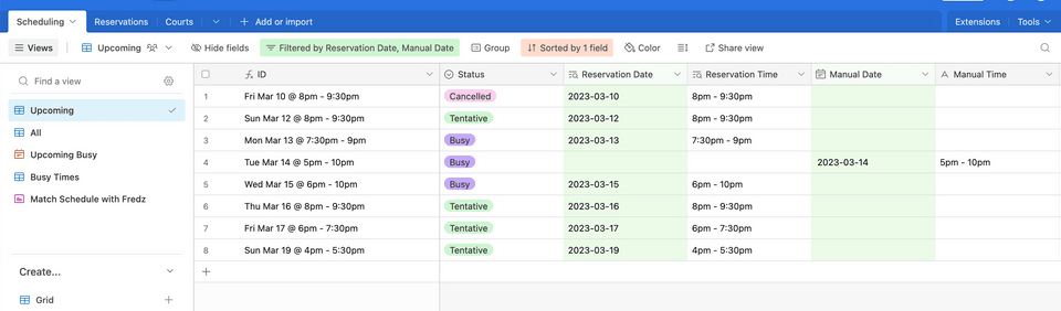 airtennis schedules