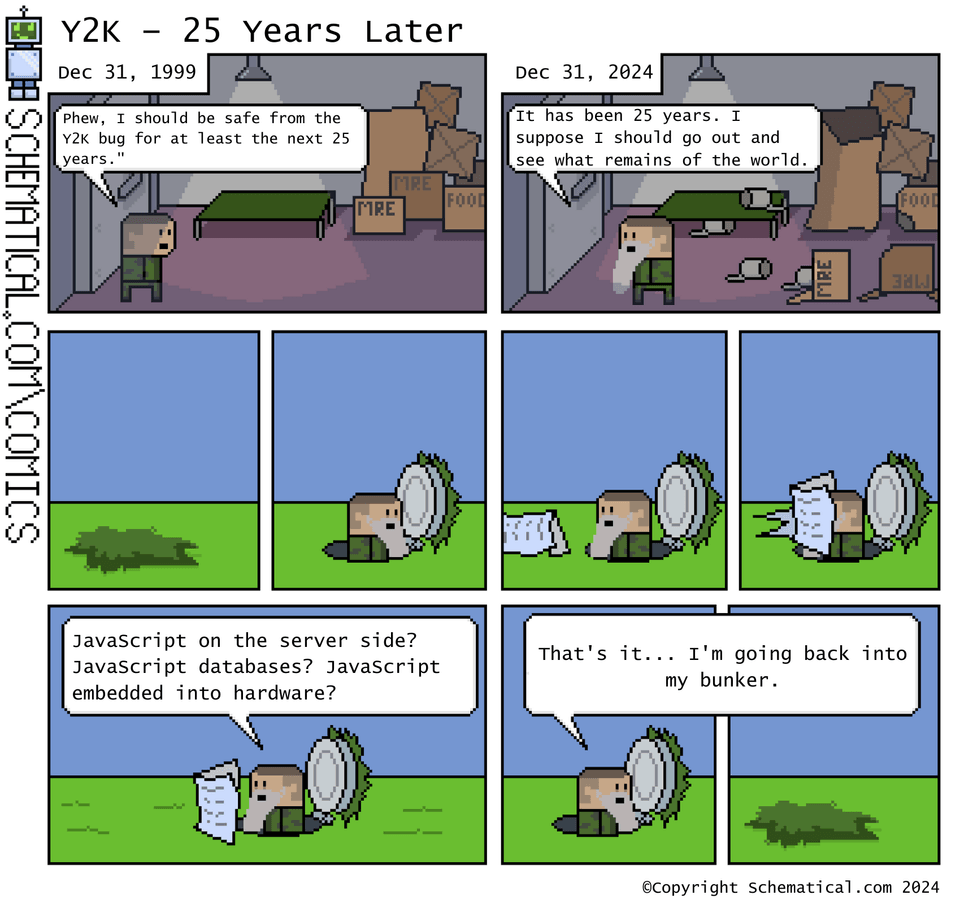 Comic from Schematical: "Y2K 25 Years Later"